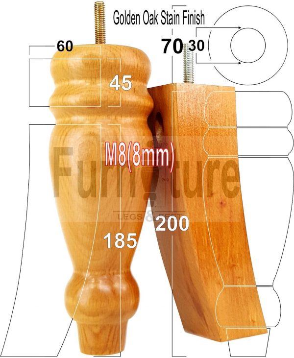 4x Replacement Solid Wood Furniture Sofa Legs M8 Chair Settee Feet 200mm High - Image 29
