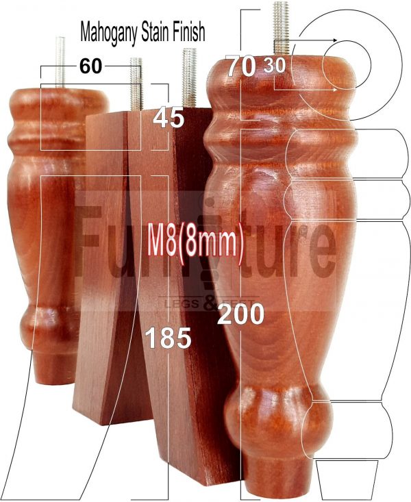 4x Replacement Solid Wood Furniture Sofa Legs M8 Chair Settee Feet 200mm High - Image 30