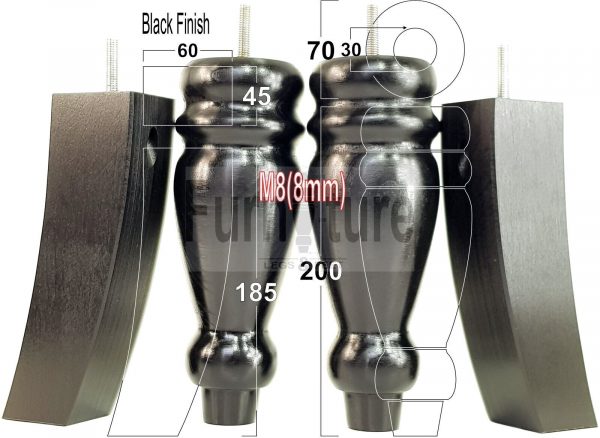 4x Replacement Solid Wood Furniture Sofa Legs M8 Chair Settee Feet 200mm High - Image 13