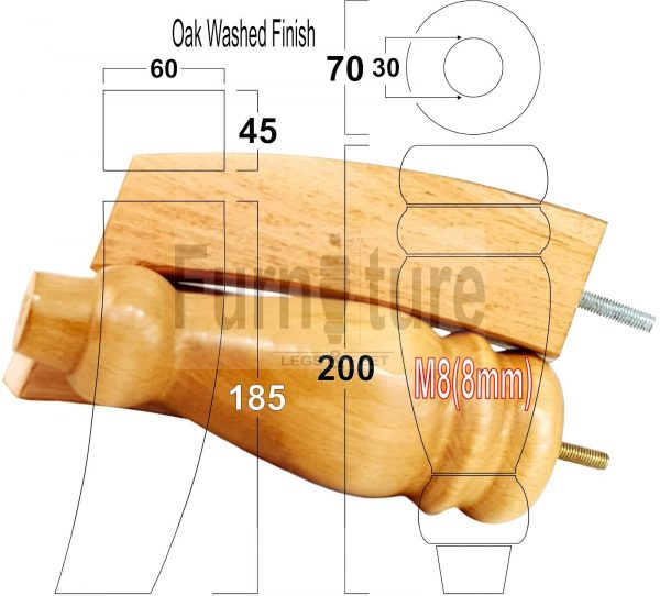 4x Replacement Solid Wood Furniture Sofa Legs M8 Chair Settee Feet 200mm High - Image 34