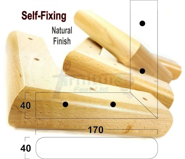 4x SOLID WOOD FURNITURE LEGS (Self-Fix) CHAIR REPLACEMENT CORNER FEET 40mm HIGH - Image 27