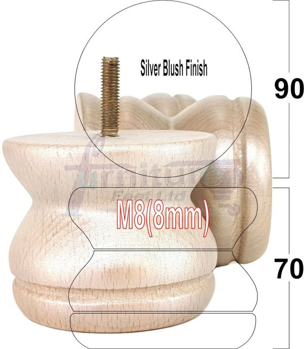4x SOLID WOODEN FURNITURE LEGS M8(8mm) CHAIR REPLACEMENT BUN FEET 70mm HIGH - Image 39