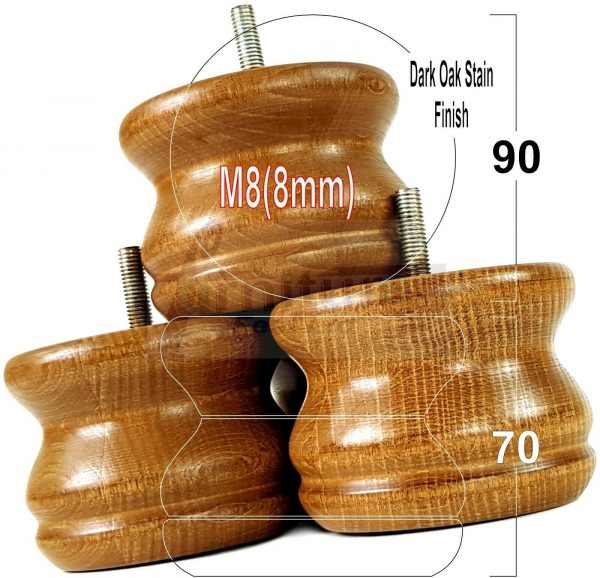4x SOLID WOODEN FURNITURE LEGS M8(8mm) CHAIR REPLACEMENT BUN FEET 70mm HIGH - Image 30