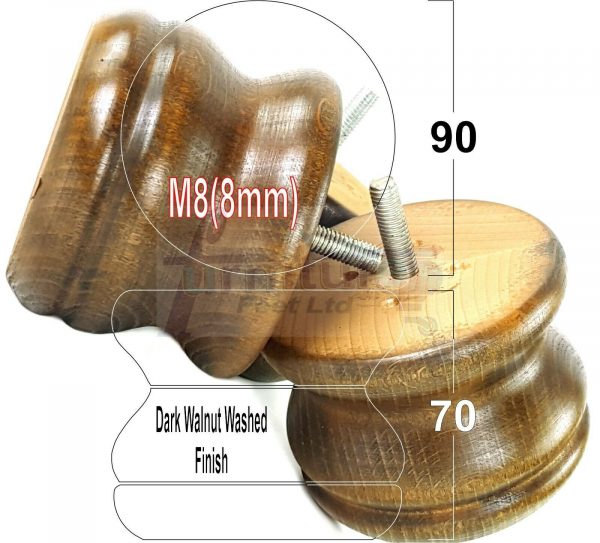 4x SOLID WOODEN FURNITURE LEGS M8(8mm) CHAIR REPLACEMENT BUN FEET 70mm HIGH - Image 18