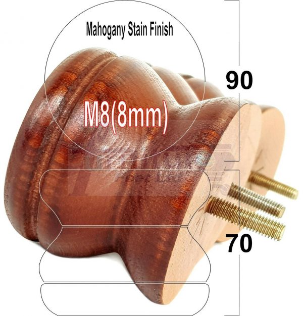 4x SOLID WOODEN FURNITURE LEGS M8(8mm) CHAIR REPLACEMENT BUN FEET 70mm HIGH - Image 23