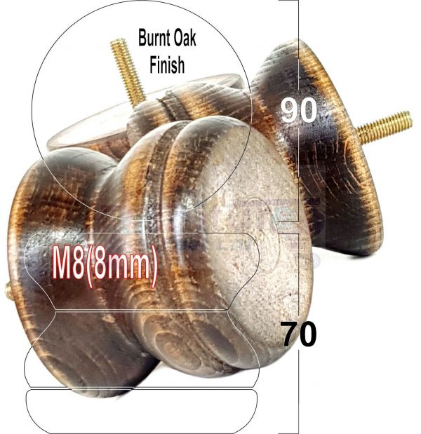 4x SOLID WOODEN FURNITURE LEGS M8(8mm) CHAIR REPLACEMENT BUN FEET 70mm HIGH - Image 41