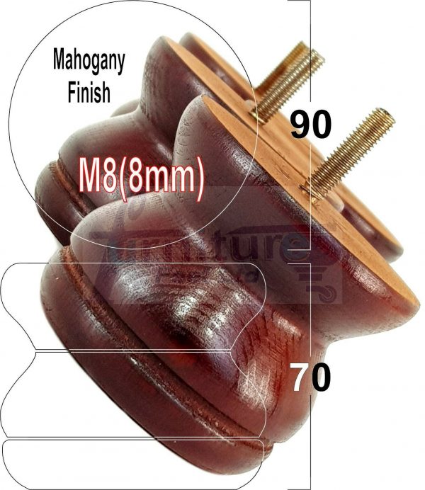 4x SOLID WOODEN FURNITURE LEGS M8(8mm) CHAIR REPLACEMENT BUN FEET 70mm HIGH - Image 22