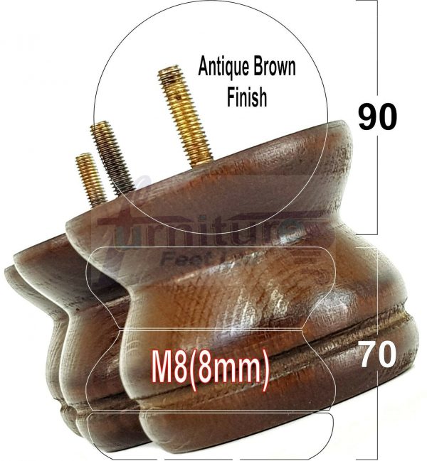 4x SOLID WOODEN FURNITURE LEGS M8(8mm) CHAIR REPLACEMENT BUN FEET 70mm HIGH - Image 12