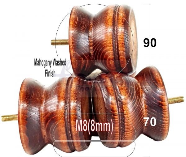 4x SOLID WOODEN FURNITURE LEGS M8(8mm) CHAIR REPLACEMENT BUN FEET 70mm HIGH - Image 24