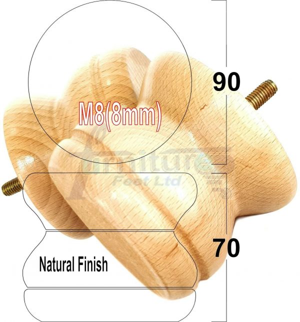 4x SOLID WOODEN FURNITURE LEGS M8(8mm) CHAIR REPLACEMENT BUN FEET 70mm HIGH - Image 26