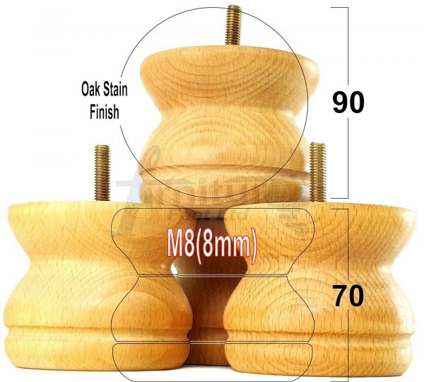 4x SOLID WOODEN FURNITURE LEGS M8(8mm) CHAIR REPLACEMENT BUN FEET 70mm HIGH - Image 28