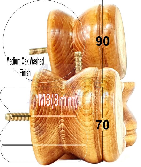 4x SOLID WOODEN FURNITURE LEGS M8(8mm) CHAIR REPLACEMENT BUN FEET 70mm HIGH - Image 25