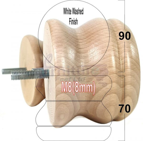 4x SOLID WOODEN FURNITURE LEGS M8(8mm) CHAIR REPLACEMENT BUN FEET 70mm HIGH - Image 35