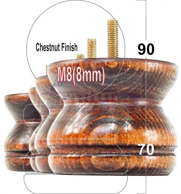 4x SOLID WOODEN FURNITURE LEGS M8(8mm) CHAIR REPLACEMENT BUN FEET 70mm HIGH - Image 40