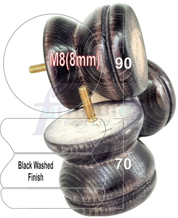 4x SOLID WOODEN FURNITURE LEGS M8(8mm) CHAIR REPLACEMENT BUN FEET 70mm HIGH - Image 15