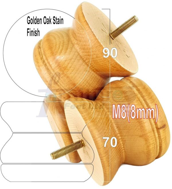4x SOLID WOODEN FURNITURE LEGS M8(8mm) CHAIR REPLACEMENT BUN FEET 70mm HIGH - Image 21