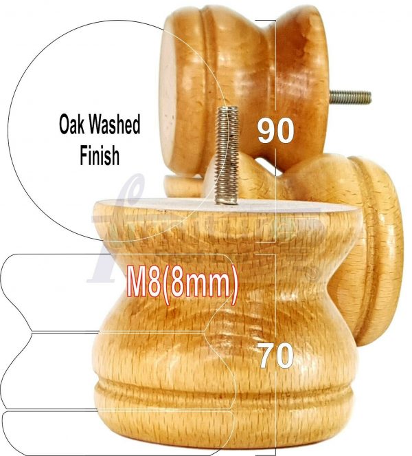 4x SOLID WOODEN FURNITURE LEGS M8(8mm) CHAIR REPLACEMENT BUN FEET 70mm HIGH - Image 29