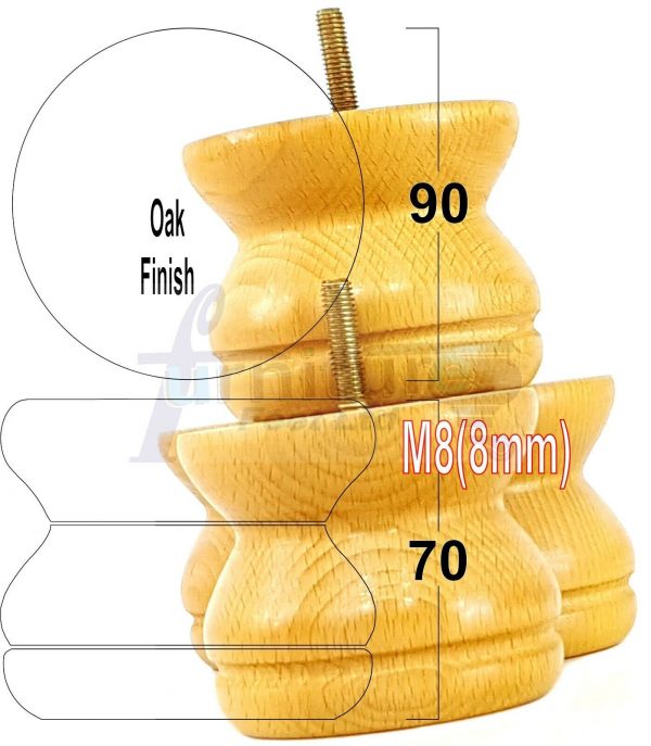 4x SOLID WOODEN FURNITURE LEGS M8(8mm) CHAIR REPLACEMENT BUN FEET 70mm HIGH - Image 27