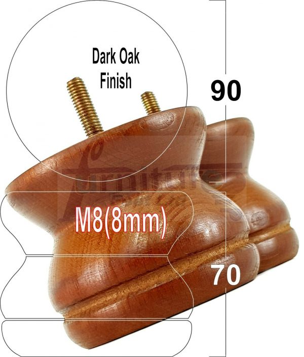 4x SOLID WOODEN FURNITURE LEGS M8(8mm) CHAIR REPLACEMENT BUN FEET 70mm HIGH - Image 16