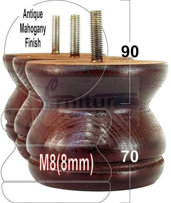 4x SOLID WOODEN FURNITURE LEGS M8(8mm) CHAIR REPLACEMENT BUN FEET 70mm HIGH - Image 36