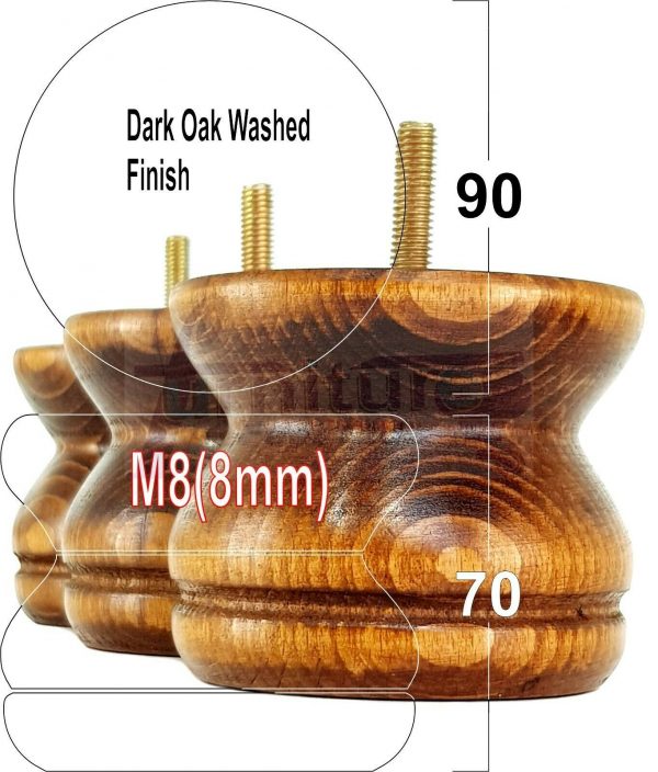 4x SOLID WOODEN FURNITURE LEGS M8(8mm) CHAIR REPLACEMENT BUN FEET 70mm HIGH - Image 17
