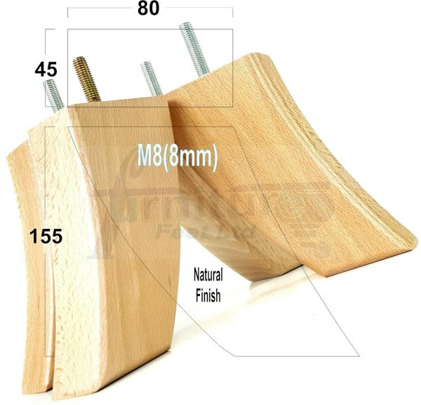 4x TAPERED WOOD SETTEE LEGS 155mm High SOFA REPLACEMENT FURNITURE FEET M8(8mm) - Image 23