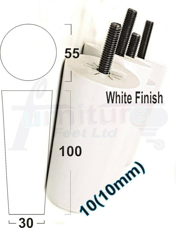 4x WOOD REPLACEMENT FURNITURE CHAIR LEGS M10(10mm) SOFA - SETTEE FEET 100mm HIGH - Image 34