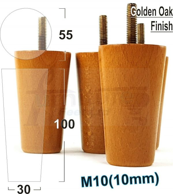 4x WOOD REPLACEMENT FURNITURE CHAIR LEGS M10(10mm) SOFA - SETTEE FEET 100mm HIGH - Image 23