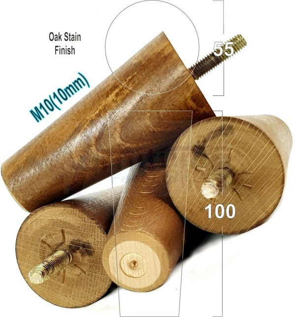4x WOOD REPLACEMENT FURNITURE CHAIR LEGS M10(10mm) SOFA - SETTEE FEET 100mm HIGH - Image 30