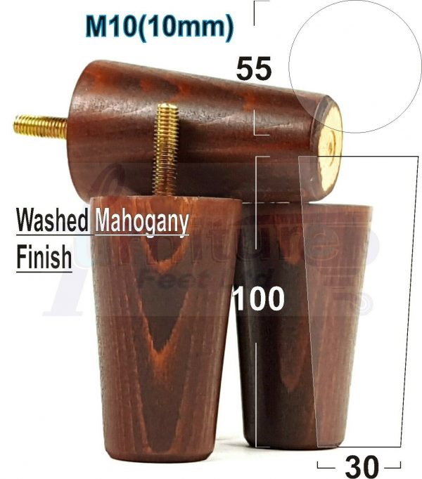 4x WOOD REPLACEMENT FURNITURE CHAIR LEGS M10(10mm) SOFA - SETTEE FEET 100mm HIGH - Image 25