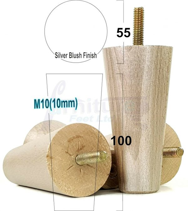 4x WOOD REPLACEMENT FURNITURE CHAIR LEGS M10(10mm) SOFA - SETTEE FEET 100mm HIGH - Image 18