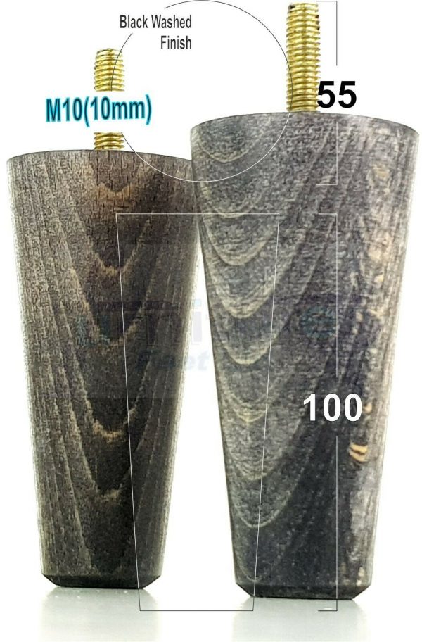 4x WOOD REPLACEMENT FURNITURE CHAIR LEGS M10(10mm) SOFA - SETTEE FEET 100mm HIGH - Image 17