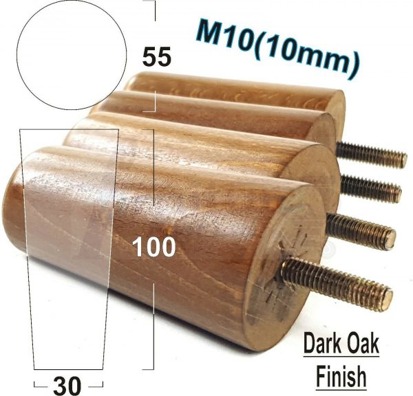 4x WOOD REPLACEMENT FURNITURE CHAIR LEGS M10(10mm) SOFA - SETTEE FEET 100mm HIGH - Image 19