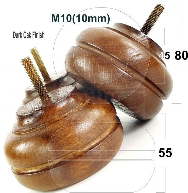 4x WOOD REPLACEMENT FURNITURE CHAIR LEGS M10(10mm) SOFA - SETTEE FEET 55mm HIGH - Image 16