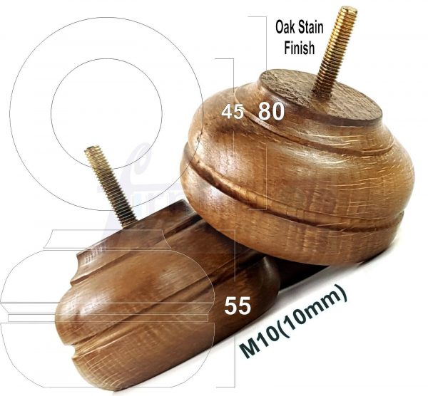 4x WOOD REPLACEMENT FURNITURE CHAIR LEGS M10(10mm) SOFA - SETTEE FEET 55mm HIGH - Image 27