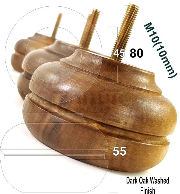 4x WOOD REPLACEMENT FURNITURE CHAIR LEGS M10(10mm) SOFA - SETTEE FEET 55mm HIGH - Image 17