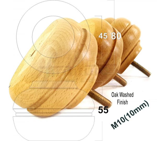 4x WOOD REPLACEMENT FURNITURE CHAIR LEGS M10(10mm) SOFA - SETTEE FEET 55mm HIGH - Image 26
