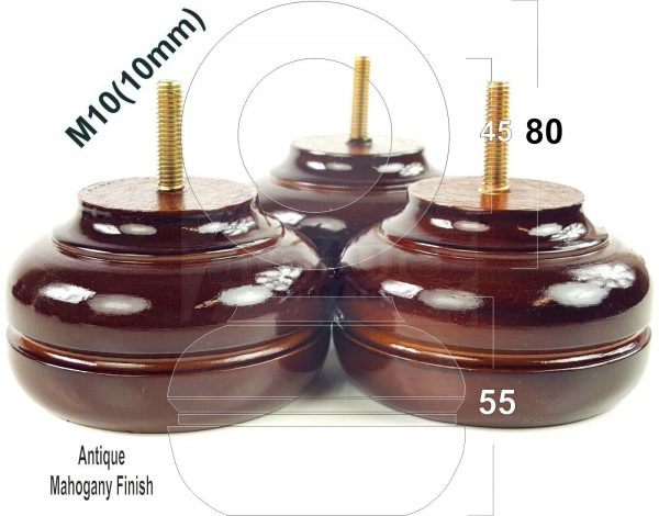 4x WOOD REPLACEMENT FURNITURE CHAIR LEGS M10(10mm) SOFA - SETTEE FEET 55mm HIGH - Image 32
