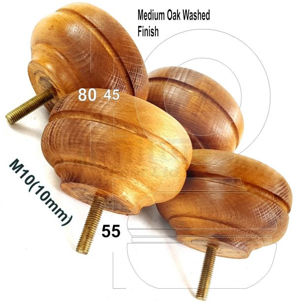 4x WOOD REPLACEMENT FURNITURE CHAIR LEGS M10(10mm) SOFA - SETTEE FEET 55mm HIGH - Image 22