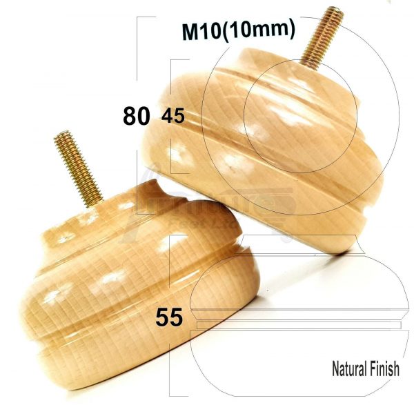 4x WOOD REPLACEMENT FURNITURE CHAIR LEGS M10(10mm) SOFA - SETTEE FEET 55mm HIGH - Image 23