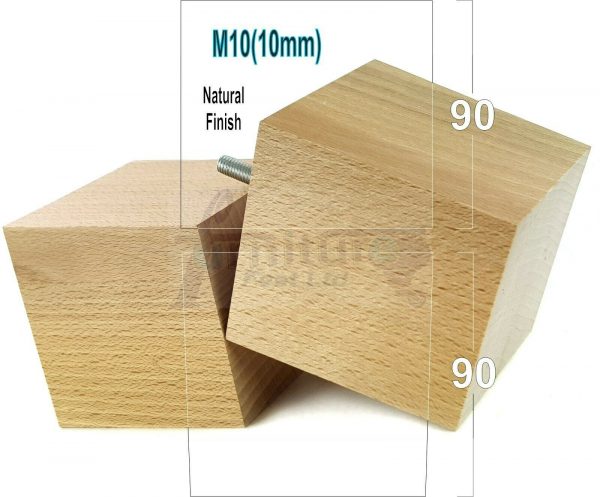 4x WOOD REPLACEMENT FURNITURE CHAIR LEGS M10(10mm) SOFA - SETTEE FEET 90mm HIGH - Image 20