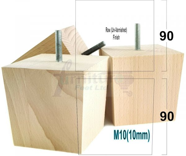 4x WOOD REPLACEMENT FURNITURE CHAIR LEGS M10(10mm) SOFA - SETTEE FEET 90mm HIGH - Image 24