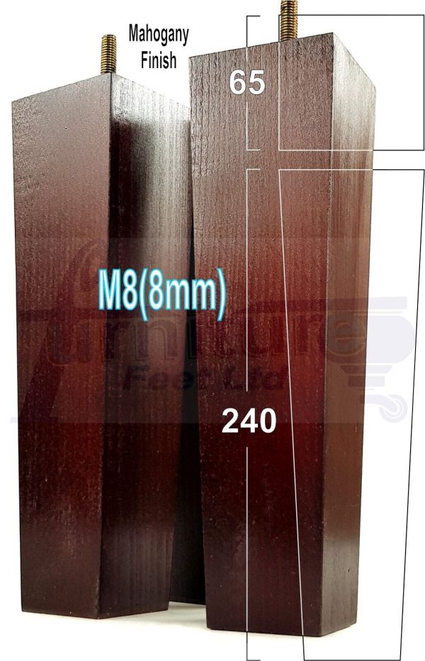 Square Wood Legs Replacement Block Furniture Feet 100 - 240mm High M8 Mahogany - Image 19