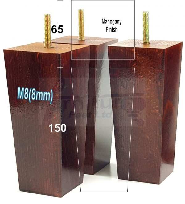 Square Wood Legs Replacement Block Furniture Feet 100 - 240mm High M8 Mahogany - Image 15