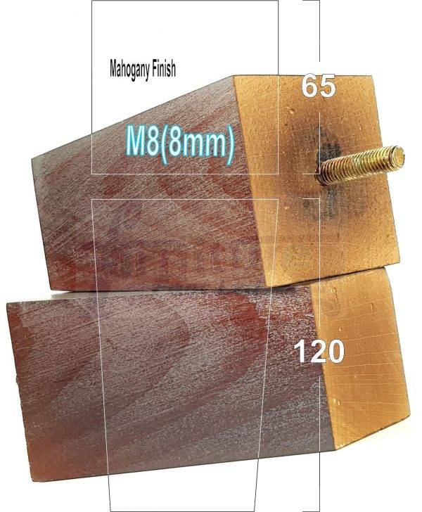 Square Wood Legs Replacement Block Furniture Feet 100 - 240mm High M8 Mahogany - Image 14