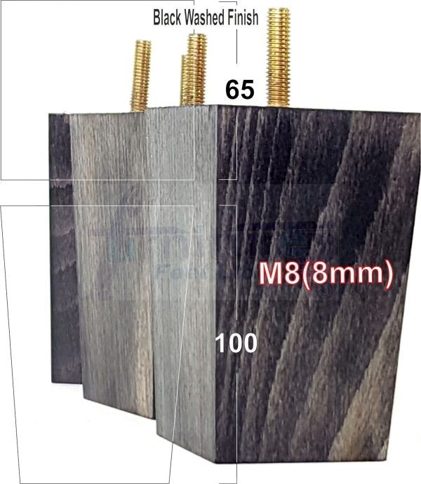 Square Wood Legs Replacement Furniture Feet 100 - 240mm High M8 Black Washed - Image 11