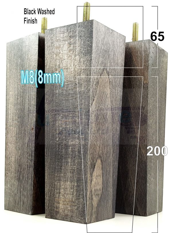 Square Wood Legs Replacement Furniture Feet 100 - 240mm High M8 Black Washed - Image 14