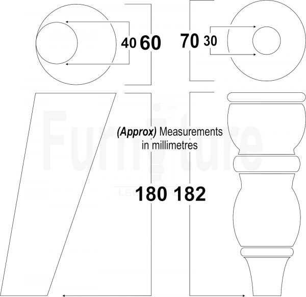 2x Furniture Castor Legs & 2x Angled Solid Wood Feet M8 Chairs Sofa 182mm High - Image 3