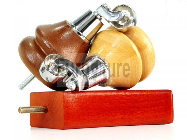 2x Wood Furniture Castor Legs & 2x Curved M8 Replacement Feet Chairs Sofa 140mm - Image 10