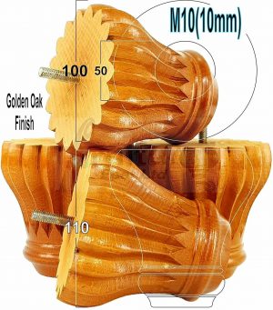 4 FURNITURE BUN FEET GOLDEN OAK TURNED WOODEN LEGS 110mm HIGH M10